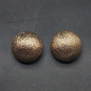 Signed Bergere Clip On Earrings Brushed Gold Tone Vintage Costume Jewelry